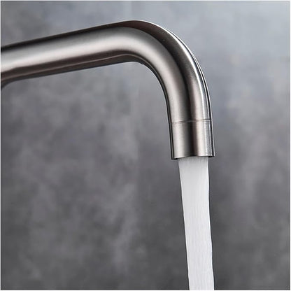 Stainless Steel Black Kitchen Faucet 360° Swivel Deck Mount Mixer Tap Hot & Cold Water Modern Bathroom Vanity Crane for Stylish Sink Upgrade，White B