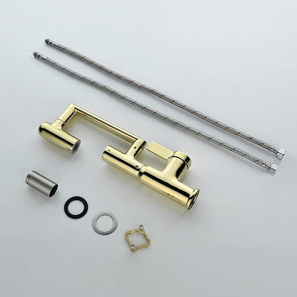 Lefton Rotatable Bathroom Faucet with Temperature Display in Fahrenheit (Batteries-Free), 3 Water Outlet Modes, Polished Gold, BF2204-5