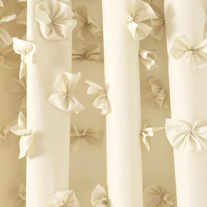 Lush Decor Riley Light Filtering Window Curtain Panel, Single 54" W x 84" L, Buttercream - Cute Yellow Curtains for Bedroom - Bow Decor - Coquette Curtains for Windows
