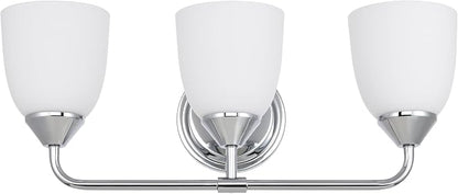 Chrome 3-Light Traditional Bathroom Vanity Light Fixtures Over Mirror, Modern Vanity Lights for Living Room, Standard E26 Base, Chrome