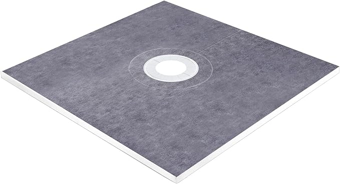 VEVOR Shower Curb Kit, 48"x48" Watertight Shower Curb Overlay with 4" ABS Central Bonding Flange, 4" Stainless Steel Grate, 2 Cuttable Shower Curb and Trowel, Shower Pan Slope Sticks Fit for Bathroom
