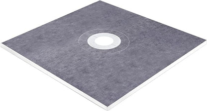 VEVOR Shower Curb Kit, 48"x48" Watertight Shower Curb Overlay with 4" ABS Central Bonding Flange, 4" Stainless Steel Grate, 2 Cuttable Shower Curb and Trowel, Shower Pan Slope Sticks Fit for Bathroom