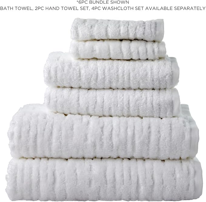 SKL Home CloudSoft Washcloth Set, 4-Piece, 100% Cotton Luxury, White | Premium spa-level quality. 520 GSM weight. Ultra plush & absorbent.