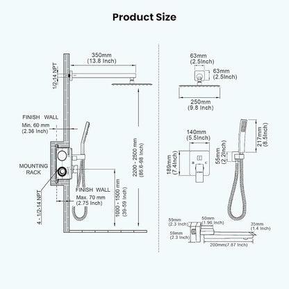 gotonovo Tub Shower Faucet Set with Valve Kit 10’’ Head,Polished Chrome | Shower System with Tub Spout,SUS304 Rain Head with Handheld Sprayer,Swivel Spout,All Metal,Rough-In Valve Trim Kit,Wall Mount