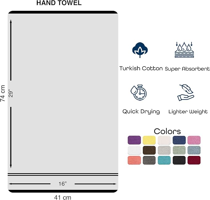 Hawmam Linen Teal Turquoise Hand Towels 4 Pack Turkish Cotton Premium Quality Soft and Absorbent Small Towels for Bathroom