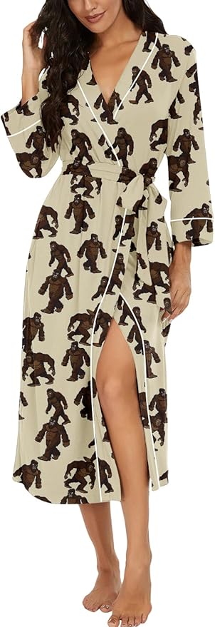 PrinStory Womens Robe Long Knit Bathrobe Lightweight Soft Robes Ladies Bath Robe