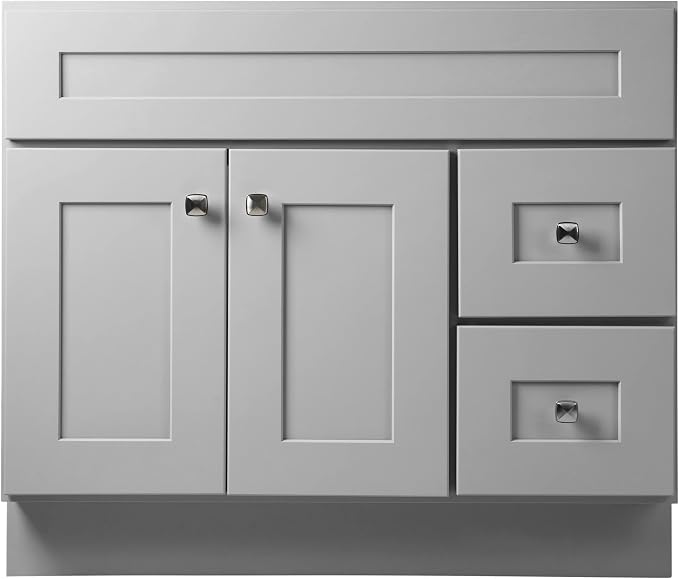 Design House Brookings Bathroom Vanity, 36", Gray | Adjustable Hinges, Freestanding, Contemporary/Modern, Wood, Bath, 587097