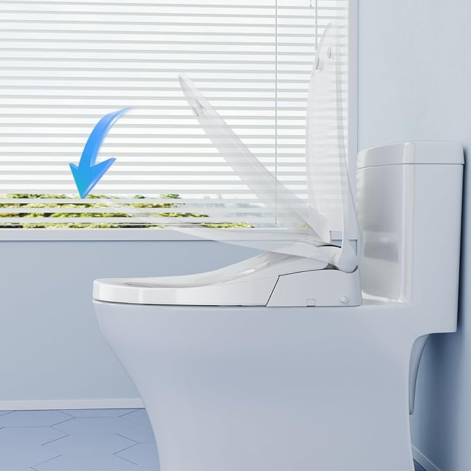 Electric Toilet Seat Elongated with Voice Control, Heated Toilet Seat with Warm Water & Dryer, Radar Sensor Auto Open/Close, LED Temp Display, Electric Bidet Toilet Seat for Bathroom