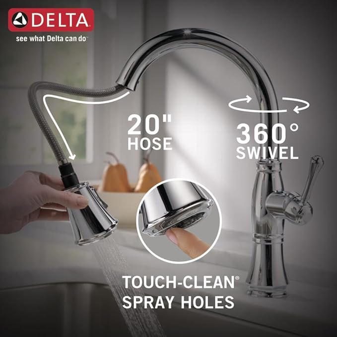 DELTA FAUCET Cassidy Gold Kitchen Faucet Touch, Touch Kitchen Faucets with Pull Down Sprayer, Kitchen Sink Faucet, Delta Touch2O Technology, Lumicoat Champagne Bronze 9197T-CZ-PR-DST