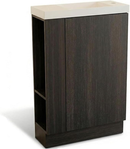 20" Small Bathroom Vanity with Sink Narrow Depth Bathroom Vanities,Wood Vanity Cabinet,Soft Closing Door,Adjustable Shelves,Modern Wall Decor,Black