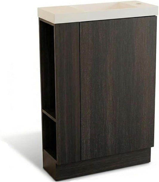 20" Small Bathroom Vanity with Sink Narrow Depth Bathroom Vanities,Wood Vanity Cabinet,Soft Closing Door,Adjustable Shelves,Modern Wall Decor,Black