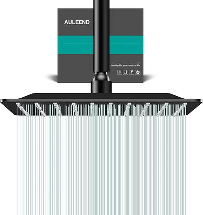 Square Rain Shower Head, High Flow Stainless Steel,Work with any decorative style，All Metal Rainfall Shower Head (Matte Black, 10)