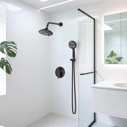 EMBATHER Shower Faucets Sets Complete with 3 Setting High Pressure Shower Head, Bathroom Wall Mounted Rainfall Shower Fixtures with 8-Mode Handheld Spray, Oil Rubbed Bronze