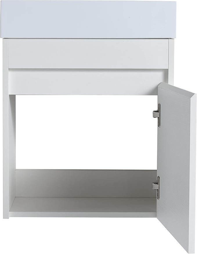 18" Bathroom Vanity with Sink, 18 Inch Floating Bathroom Vanity for Small Space, Modern Bathroom Vanity, White Wall Mounted Cabinet Set（005）
