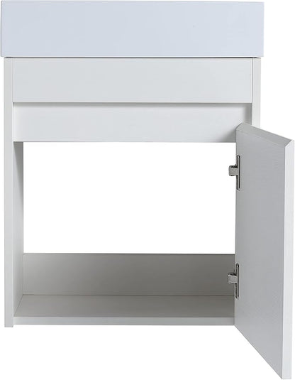 18" Bathroom Vanity with Sink, 18 Inch Floating Bathroom Vanity for Small Space, Modern Bathroom Vanity, White Wall Mounted Cabinet Set（005）