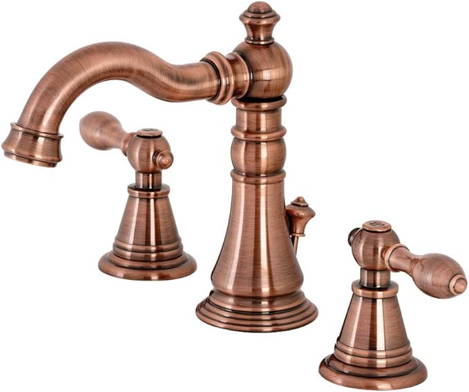 Fauceture FSC197ALAC English Classic Widespread Bathroom Faucet with Brass Pop-Up, Antique Copper
