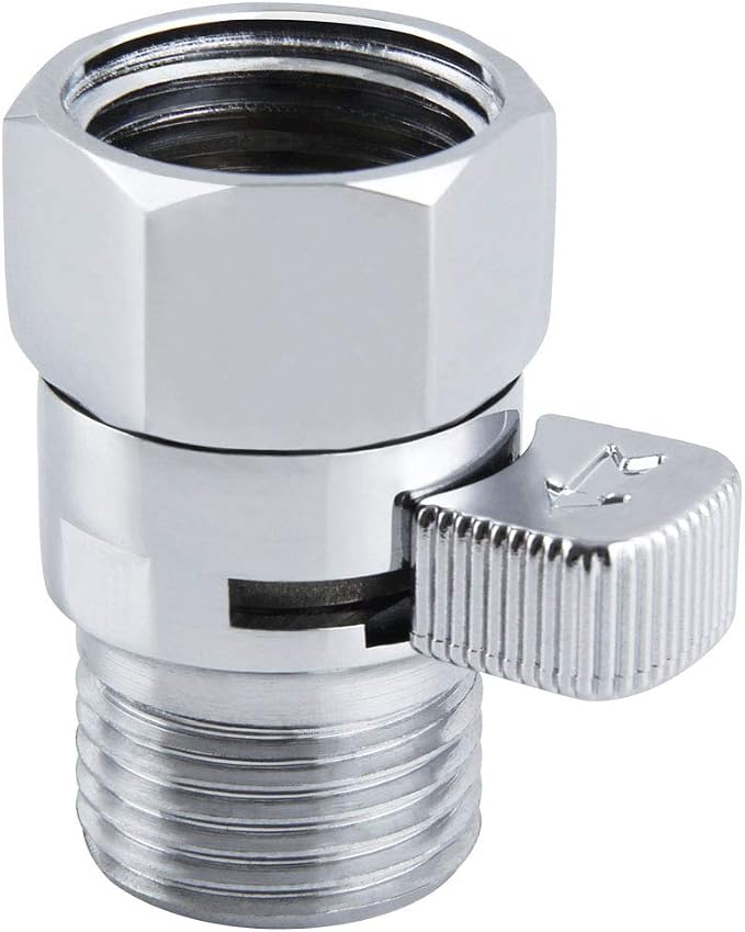 APLusee G 1/2 Water Flow Shut off Valve for Bathroom Shower Head, Chrome | Solid Brass, Adjustable Shower Flow Restrictor with On Off Switch for Family, Control and Save Water