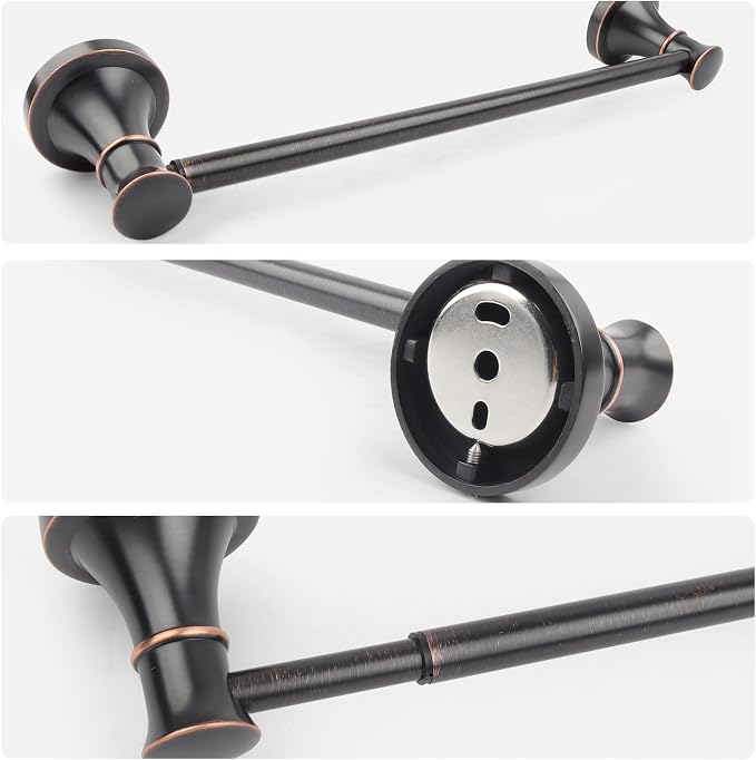 Adjustable Bronze 15 to 26Inch Bath Towel Bar Rack for Bathroom Towel Holder, Wall Mounted Rod Hanger Bathroom Hardware Accessories Hotel Style, Stainless Steel, Oil Rubbed Bronze