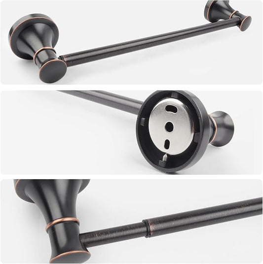 Adjustable Bronze 15 to 26Inch Bath Towel Bar Rack for Bathroom Towel Holder, Wall Mounted Rod Hanger Bathroom Hardware Accessories Hotel Style, Stainless Steel, Oil Rubbed Bronze