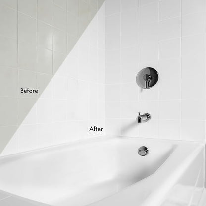 Tub & Tile Touch Up Satin White Paint Kit | Bathroom Surface Refresh, Ceramic, Porcelain, Fiberglass, Durable Moisture Resistant Finish, Quart