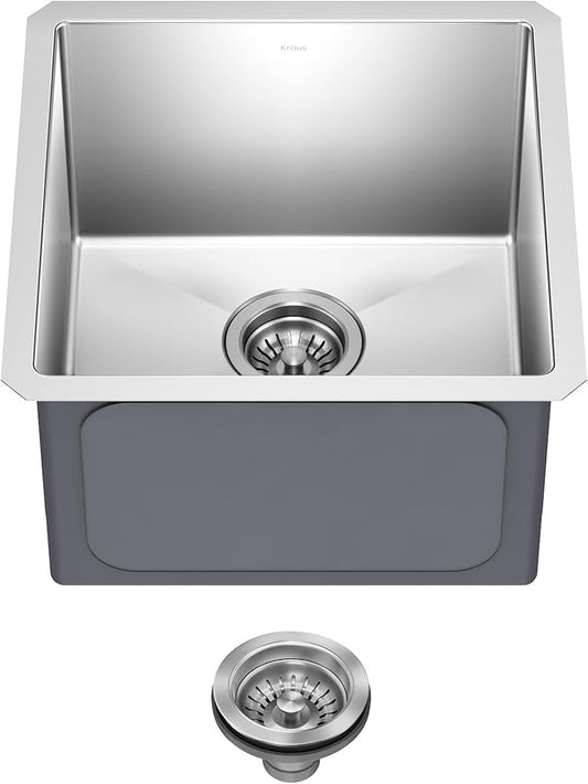 Kraus Kitchen Sink - Kraus Standart Pro 17-Inch Undermount Single Bowl, 16 Gauge Stainless Steel Kitchen Sinks, KHU101-17