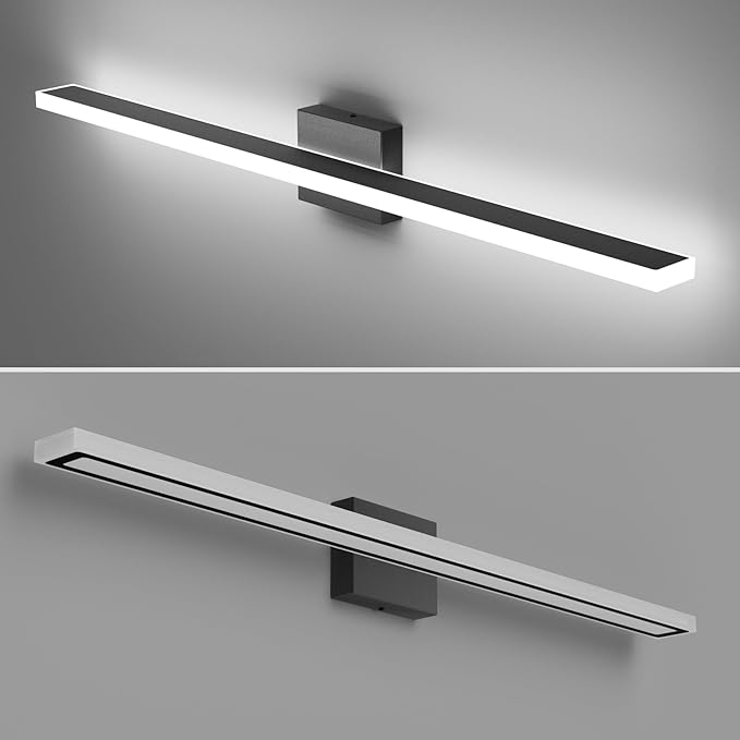 40inch Black LED Bathroom Vanity Light Bar 36W Modern Bath Light Fixture Over Mirror Vanity Light Cool White 6000K