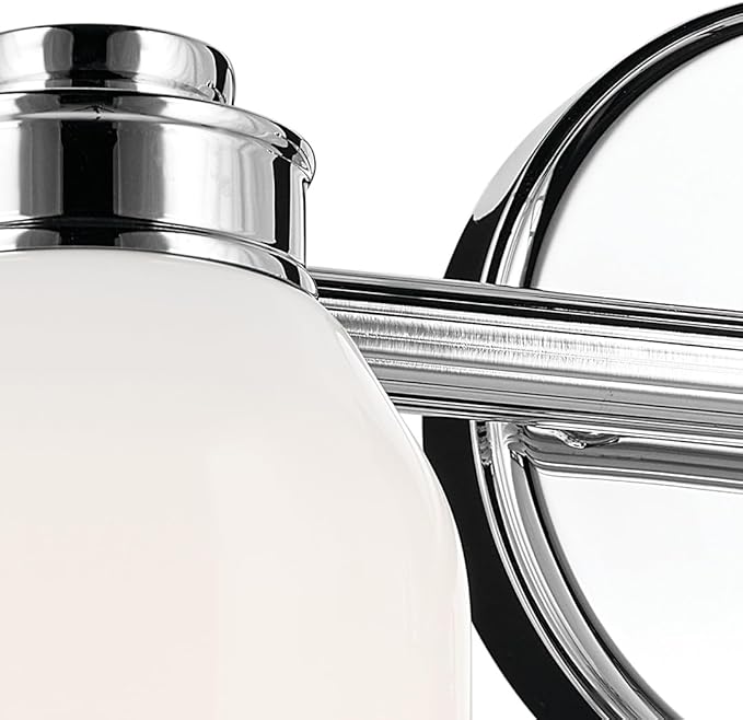 Kichler Shae 15" 2-Light Vanity Light with White Opal Glass in Chrome, for Bathroom Vanity, Powder Room, Over a Mirror, (15" W x 9" H), 55201CH