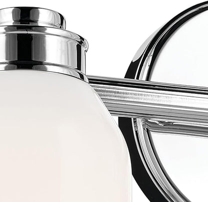Kichler Shae 15" 2-Light Vanity Light with White Opal Glass in Chrome, for Bathroom Vanity, Powder Room, Over a Mirror, (15" W x 9" H), 55201CH