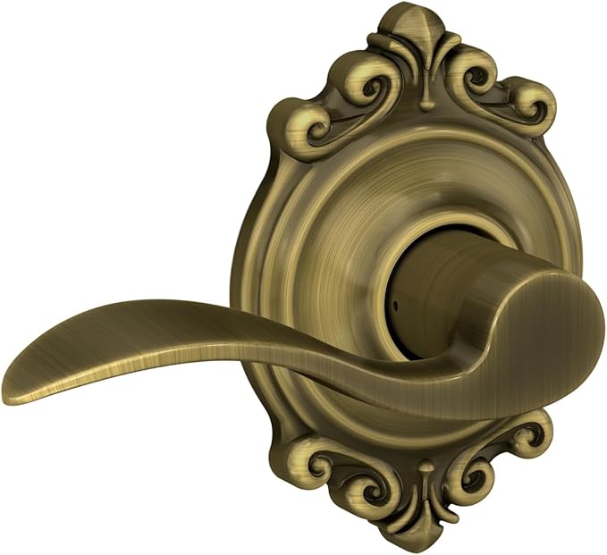 SCHLAGE Trim with SCHLAGE Hall and Closet Lever, Antique Brass (F10 ACC 609 BRK)