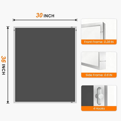 Bathroom Vanity Mirror for Wall, 30"x36" Bathroom Mirror for Over Sink | HD Shatterproof Glass, Rectangular Metal Frame, Horizontally or Vertically, Mirror for Bathroom, Living Room, Entryway,Silver