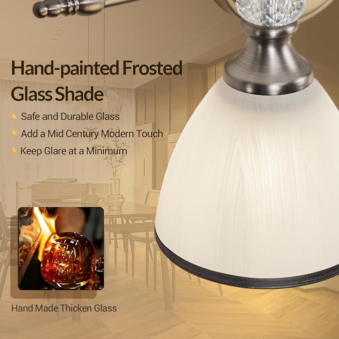Bathroom Lighting Fixtures, 5-Light Brushed Nickel Vanity Light with Milky Glass Shade, 35" Large Vanity Lights for Bathroom, E26 Socket, for Mirror, Living Room, Bedroom, Hallway