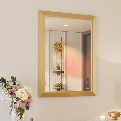 Bathroom Mirror for Wall, 28 X36 Inch (Brushed Gold Frame) | Thick Metal Framed, HD Reflection, Anti-Rust, Hang Horizontally/Vertically, Suitable for Bathroom, Farmhouse, Entryway