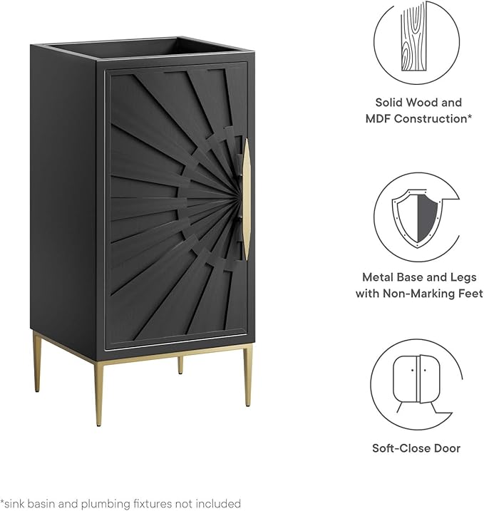 Modway Awaken Bathroom Vanity Cabinet, 18", Black