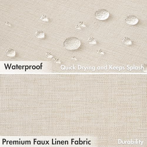 MIULEE W60*L84 Extra Long Linen Shower Curtain Cream Beige 10 Metal Hooks