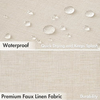 MIULEE W60*L84 Extra Long Linen Shower Curtain Cream Beige 10 Metal Hooks