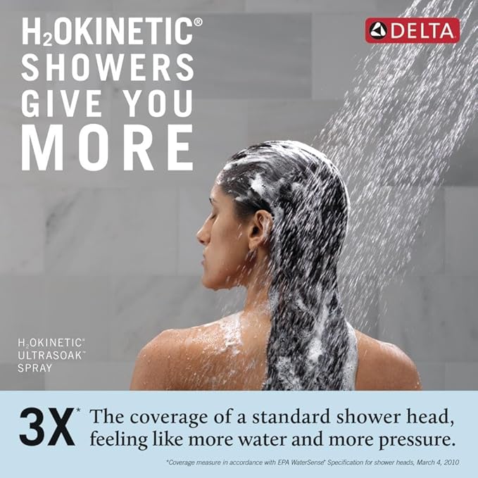 Delta Nicoli 14 Series H2Okinetic Bathtub and Shower Faucet Set, Brushed Gold Shower Head and Handle Set, Valve Trim Kit, Champagne Bronze 144749-CZ (Valve Included)