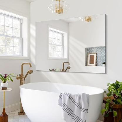 CILIBER Frameless Mirror, 30x40 Inch Rectangle Vanity Mirror for Wall, Large Bathroom Mirror Over Sink with Polished Edge, 3mm Tempered Glass, Horizontal or Vertical Hanging