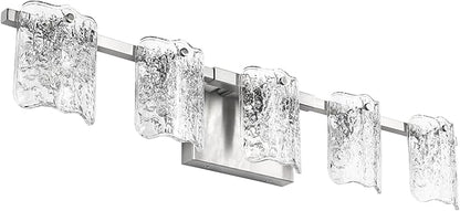 5-Light Bathroom Vanity Light, 31" Brushed Nickel Bathroom Light Fixture Over Mirror with Clear Glass, Modern Bath Wall Sconce Lighting, View Bundled for Installation Tools, OS-MM5002-5BN