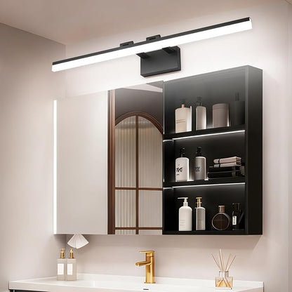 SOLFART Modern Dimmable LED Vanity Light 39.3 inch Black Aluminum Frosted Acrylic for Bathroom Vanity Lighting Fixtures White Light 5500K