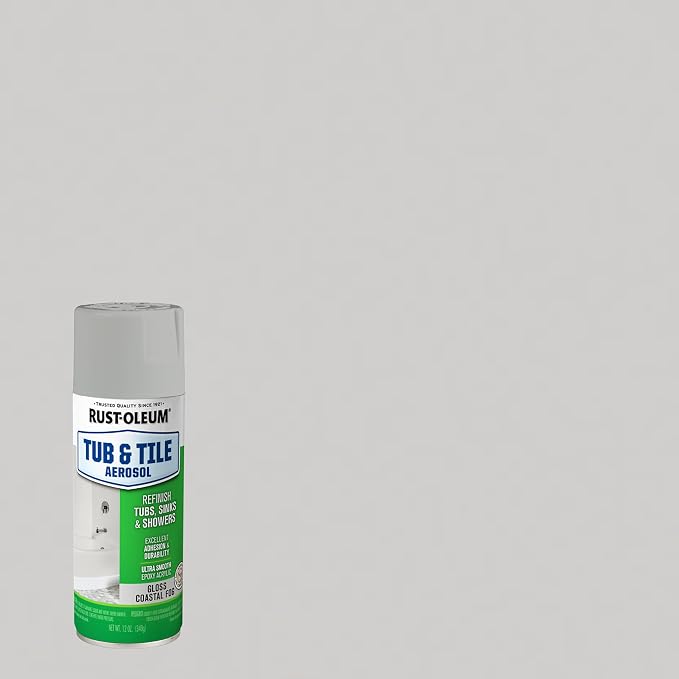 Rust-Oleum Tub & Tile Coastal Fog Spray Paint | Bathroom Surface Refresh, Ceramic Porcelain Fiberglass, Durable Moisture Resistant Finish, 12 Oz