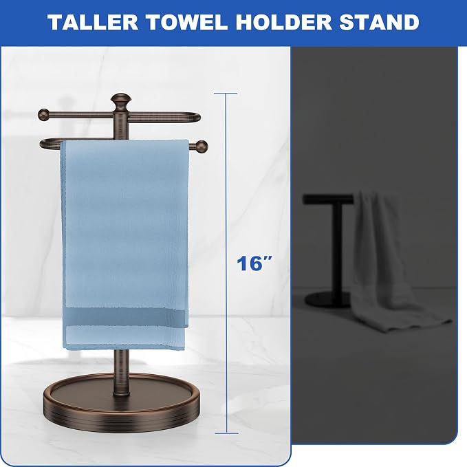 Hand Towel Holder, 304 Stainless Steel Heavy Duty S Shape Hand Towel Stand Free Standing Towel Bar for Bathroom Kitchen Countertop