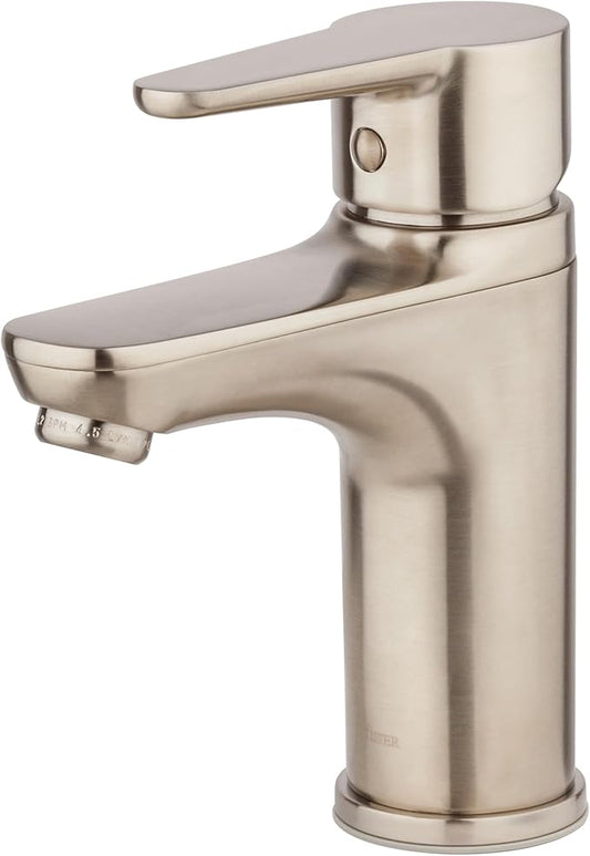 Pfister Pfirst Modern Bathroom Sink Faucet, Single Handle, Single-Hole, Brushed Nickel Finish, LG142060K