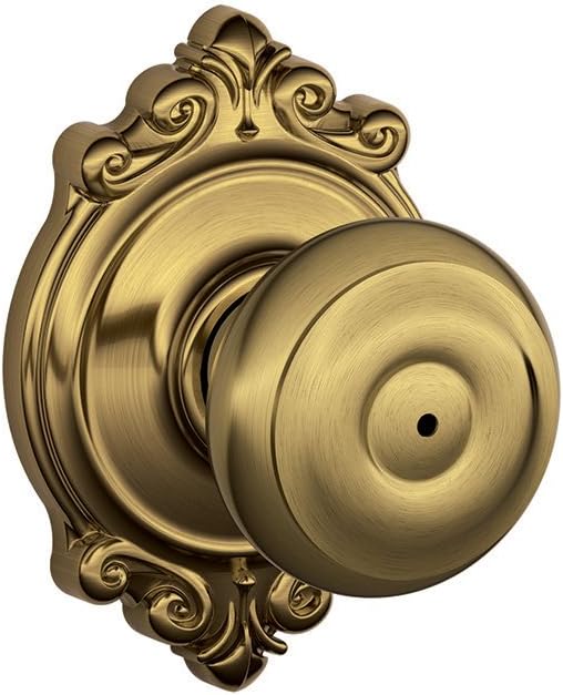 SCHLAGE F40 GEO 609 BRK Brookshire Collection Georgian Privacy Knob, Antique Brass