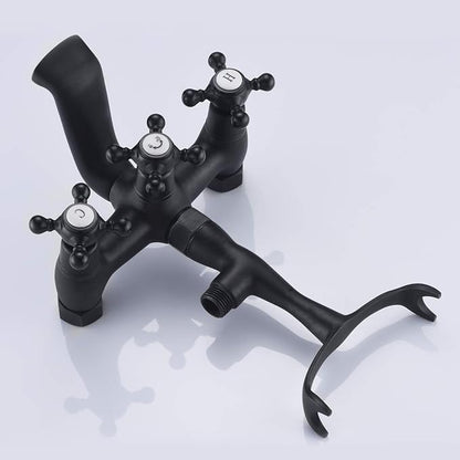 sumerain Vintage Wall Mount Clawfoot Tub Faucet Matte Black with Hand Shower, 3" to 9" Adjustable Holes Distance
