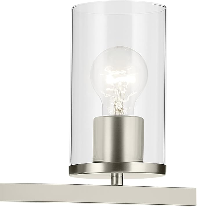 Kichler Crosby 31.25" 4-Light Vanity Light with Clear Glass in Brushed Nickel, for Bathroom, (31.25 x 8.75), 45498NICLR