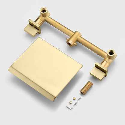 SUMERAIN Waterfall Tub Faucet Wall Mount Bathtub Faucet with Valve Brushed Gold Tub Filler 3 Hole, High Flow