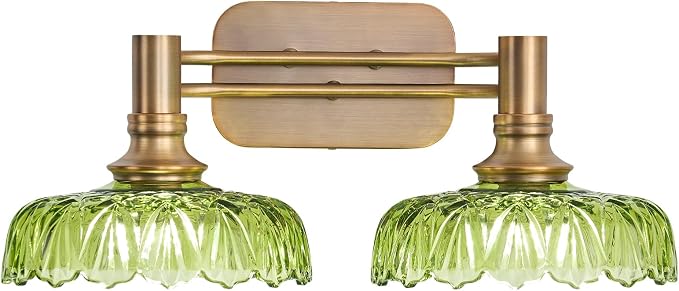 Vintage Green Vanity Lights 2-Light Bathroom Lighting Wall Sconces Over Mirror Picture Wall Light for Bedroom Hallway