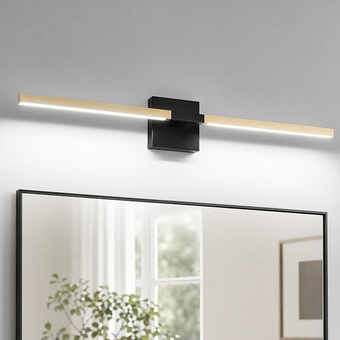 Black Gold Bathroom Vanity Light, 24 Inch LED Light Bar Over Mirror | Modern Bathroom Light Fixture Over Mirror for Vanity, 360° Rotatable Dimmable LED Wall Mounted Lighting, ETL Certified