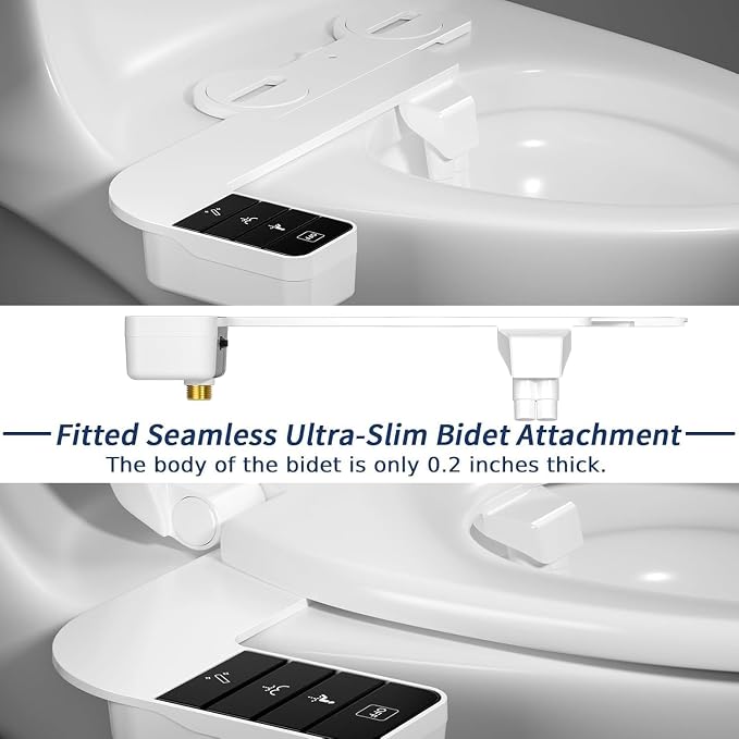 Bidet Attachment for Toilet, Retractable Self Cleaning Cold Water Bidets for Existing Toilets, Bidet Toilet Seat Attachment with Pressure Controls, Bidet Attachment for Frontal & Rear Wash, Black