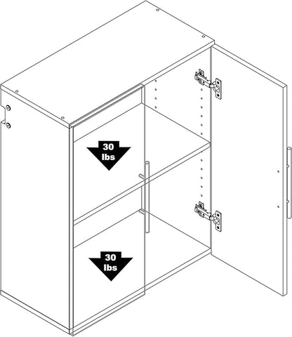 Prepac HangUps 24” Wall Mount Storage Cabinet, Ideal Bathroom, Laundry, Kitchen, Office, Garage Cabinet for Organization and Extra Storage, Attaches to Wall Mounted Rail, 24”W x 30”H, 12”D, Black